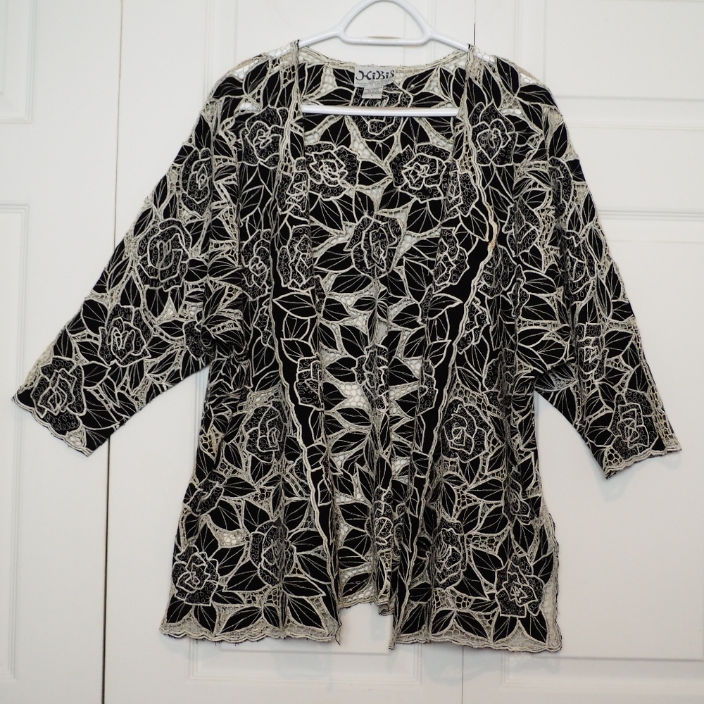 Vintage Cutwork Lace Open Jacket - Hibis - Size L
